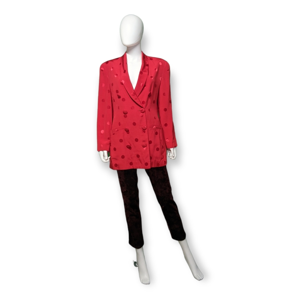 The Limited Red Polka Dot Double Breasted Blazer, M
